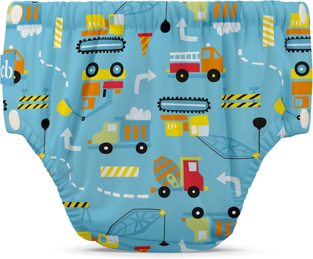 Charlie Banana Reusable Potty Training Underwear with Snaps, Designed to minimize Accidents, Construction, Size S (12-20 lbs)
