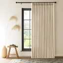 Extra Wide Pinch Pleated Linen Curtains for Living Room Sliding Glass Door, Sand Beige Light Filtering Curtain 84 Inches Long Textured Thick Pleat Semi-Sheer Drapes with Hooks 70 Inch Width, 1 Panel