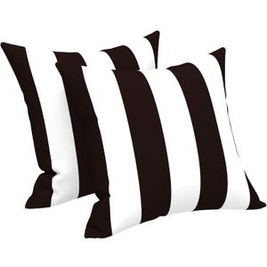 LVTXIII Outdoor/Indoor Throw Pillows, Decorative Throw Pillows with Inserts, 18x18 Square Pillows for Bed, Couch, Sofa and Patio Furniture (Set of 2, Cabana Black)