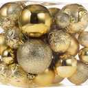 Senjie Gold Shatterproof Christmas Ball Ornaments, 32 Pcs, Plastic, Hanging, Christmas, Wedding