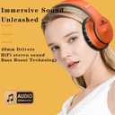 OYEALEX Active Noise Cancelling Headphones, Wireless Over Ear Bluetooth Headphones with Microphone Foldable Headphone with HiFi Audio Deep Bass for Home Travel Office Orange