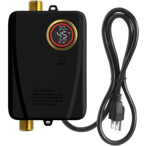 110V 3000W Tankless Water Heater - Instant On-Demand Hot Water for Sink, Shower, RV, Camping & Indoor Use | Compact Portable Electric Point of Use Heater,(Use in Environments Above 0C/32) (Black)
