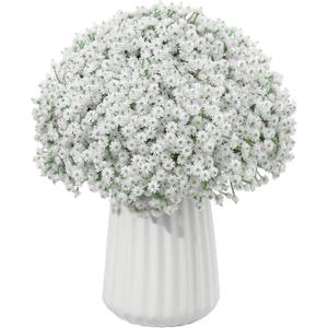 30 Pcs White Artificial Baby's Breath Flowers, Lifelike Rubber Fake Gypsophila Bouquets, 8.26" Short Stems with 1350 Blooms for Wedding Centerpieces, DIY Floral Arrangements & Home Decor