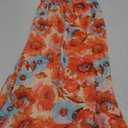 GRACE KARIN Women's 2025 Summer Floral Boho Dress Square Neck Strapped Swing A Line Sundress Beach Long Maxi Outfits, Color: Orange Flower, S