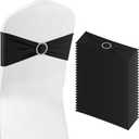 Black Chair Sashes 50 Pack Spandex Stretch Chair Band Sashes with Buckles for Folding Chairs Wedding Party Reception Baby Shower Events Banquet Decorations