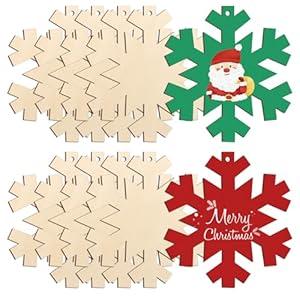 Large Size 7 inch Wooden Christmas Ornaments to Paint 10PCS, DIY Blank Snowflake Cutouts Unfinished Wood Ornament for Crafts Hanging Christmas Decorations, Wood Discs Ornament for Home Winter