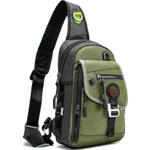 NICGID Sling Bag Chest Shoulder Backpack Crossbody Bags for Tablet Laptop Outdoor Hiking Men Women (Army Green-2629)