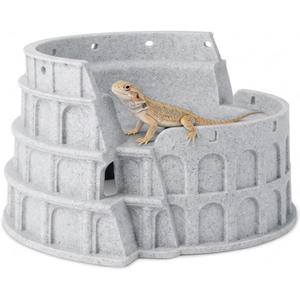 Amphitheater-Shaped Reptile Tank Decor & Hideout, 2-in-1 Washable Basking Platform for Leopard Gecko, Crested Gecko, Corn Snake, Dwarf Hamster, Small Lizard Accessories