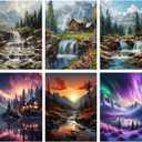 6 Pack Landscape Diamond Painting Kits for Adults Beginners, 5D Forest Sunset Glow Scenery Diamond Art Kits for Adults, DIY Full Drill Paint with Diamond Art and Craft Kits for Wall Decor(30x40cm) (G7475-7476-7477-7478-7479-7480-US)