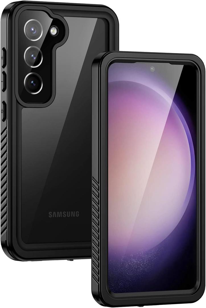 Lanhiem for Samsung Galaxy S23+ Plus Case, IP68 Waterproof Dustproof Case with Built-in Screen Protector, Rugged Full Body Shockproof Protective Cover for Galaxy S23 Plus 6.6 Inch, Black/Clear