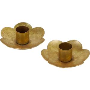 NIKKY HOME Gold Taper Candle Holders Set of 2, Vintage Flower Shaped Metal Candlestick for Table Centerpieces, Wedding Decor and Dinner Party