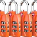 Fosmon TSA Accepted Luggage Locks (Orange - 4 Packs), Open Alert Indicator 3 Digit Combination Padlock Codes for Travel Bag, Suit Case, Lockers