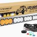 SKYWORLD Single Row LED Light Bar with 12V Wiring Harness Kit, 28 inch 150W Dual Color White Amber Offroad Driving Fog Lights Roof Bumper LED Bar for Car Truck SUV UTE ATV 4x4 4WD Vehicles