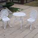 KAILI Patio Bistro Sets 3 Piece cast Aluminum Patio Furniture Outdoor Garden Metal Rust Proof Tables and Chairs White Bisrto Set (Crown-White)