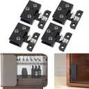 AWEN 4Pcs Glass Doors Hinge Cupboard Showcase Wine Cabinet Clamp Ambry Gate Hinges Replacement Parts, Black