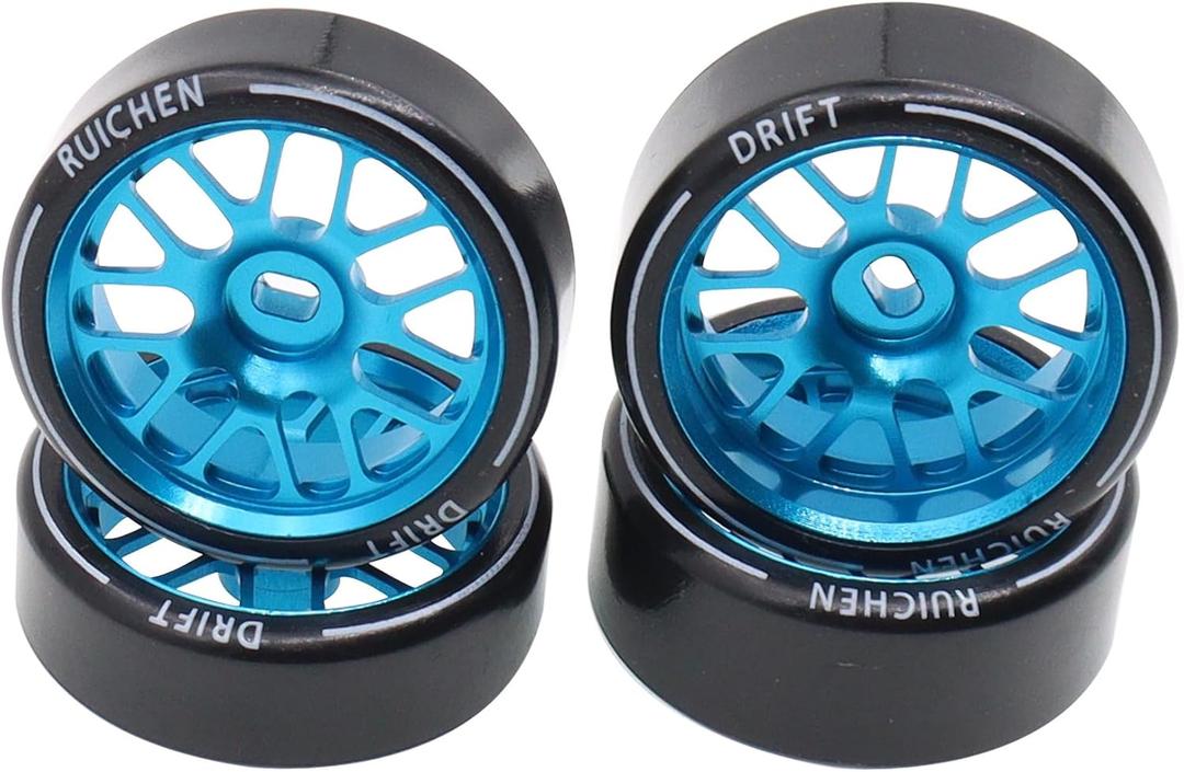 4PCS 27Mm Hard Drift Metal Wheel Rim Tyres Compatible with Wltoys 284131 K969 K979 K989 Kyosho Mini-Z 1/28 RC Car PartsBlue