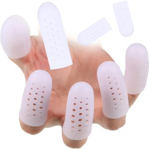 Tondiamo 20 Pieces Silicone Finger Cots Protectors Caps with Holes for Wound, Breathable Cots Finger Cover Sleeves for Cracking, Eczema, Trigger, Blisters, Corn, Broken Toe(White)