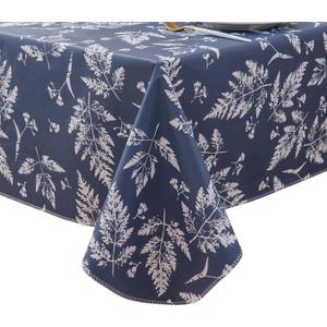 Pioggia Vinyl Tablecloth with Flannel Backed Waterproof Oil-Proof PVC Table Cloth Stain-Resistant Wipeable Easy Care Table Cover for Indoor and Outdoor (Blue, 60 x 102 Inch Rectangle)