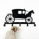 Vintage Carriage Key Holder Wall Mount, 5-Hook Cast Iron Key Rack & Wall Organizer, Decorative Key Hanger for Entryway, Hallway, Home and Office, Black (12.04x8.34inches)