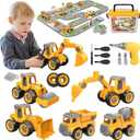 Take Apart Construction Truck Excavator Toys for Kids Ages 3-8, STEM Learning Building Toys with Electric Drill & Puzzle Play, Educational Engineering Birthday for Boys Kids Toddlers