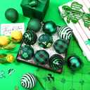 Sratte 12 Pcs St Patricks Day Ball Ornaments 2 Inch Green Shamrock Sequin Hanging Ball Ornaments Green Irish Ornament for Tree Decoration Glitter Clover Decor for St. Patrick's Day Festival Decoration