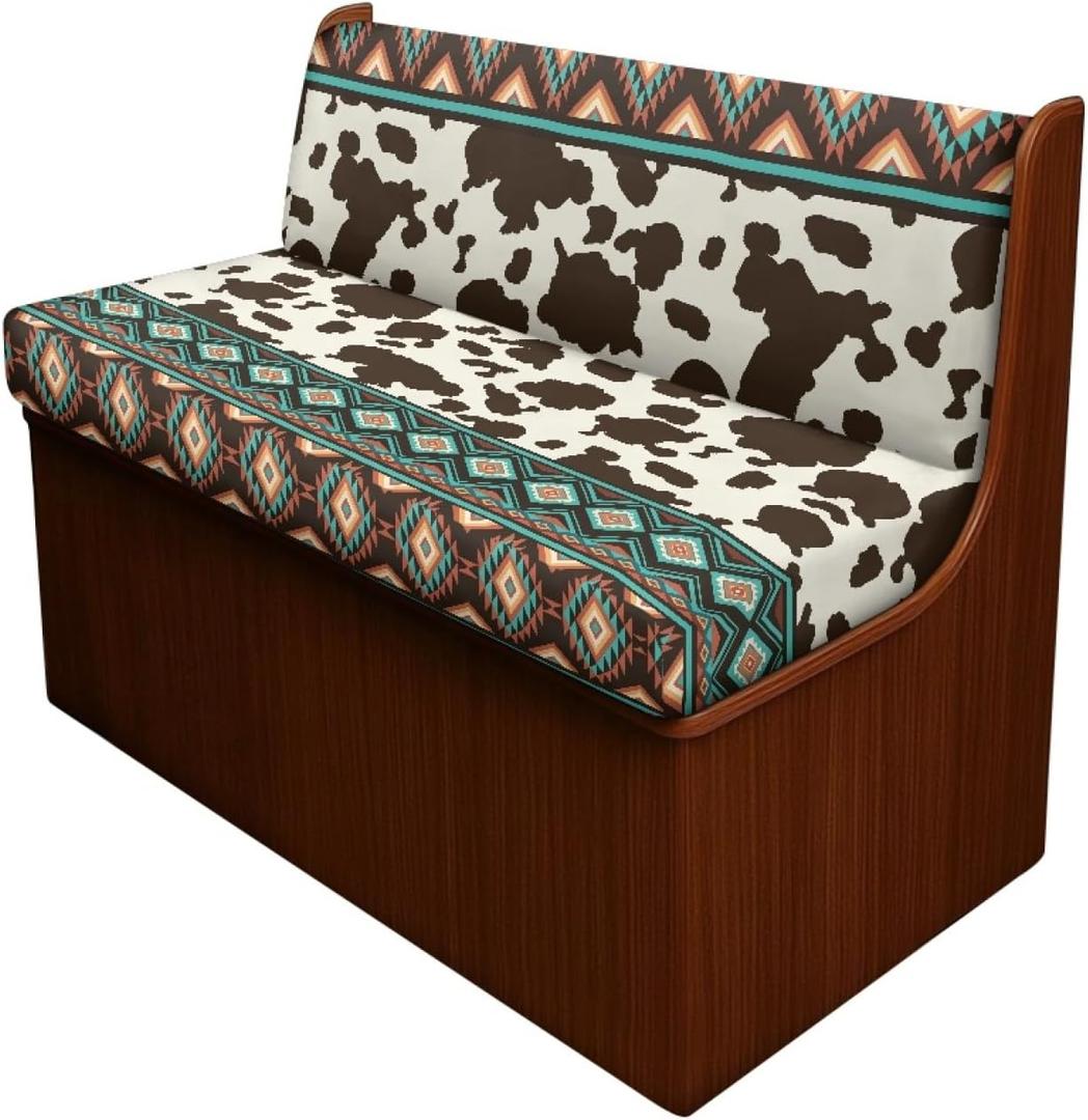 Southwestern Aztec RV Dinette Cushion Covers Include 1 Bench Cover 1 Backrest Cover Cow Print RV Sofa Cover Native American Navajo Tribal Couch Cover for RV Camper Sofa
