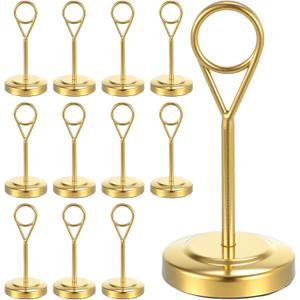 12pcs Table Number Holders Bulk, Gold Place Card Holders Picture Stands for Table Reserved Signs for Wedding, Restaurants, Birthday Party