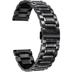 BINLUN Stainless Steel Watch Band 20mm Adjustable Metal Link Watch Bracelet with Straight & Curved Ends for Business Daily Wear Men & Women (Black)