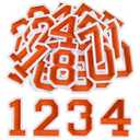 Morcheiong 40 Pcs Iron on Number Patches 0-9, 2 Inch Iron on Embroidered Numbers for Clothing, Pants, Hats, Bags - Orange