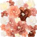 TaoBary 18 Pieces Mexican Paper Flowers Fiesta Crepe Paper Flowers Carnival Tissue Flowers Mexican Party Decorations for Wedding Birthday Cinco De Mayo Party 12,10,8 Inch(Retro Color)