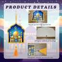 6 PCS Ramadan Ornaments Wooden Ramadan Decorations Islam Mubarak Wooden Ornaments with Golden String & Tassel Moon Shape Islamic Decorations for Home