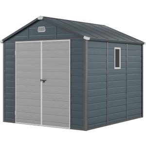 YITAHOME 8x9 FT Outdoor Storage Shed w/o Floor, All-Weather Plastic Shed with Lockable Doors, Window & Vents, Plastic Tool Shed for Backyard, Patio, Poolside, Lawn, Gray