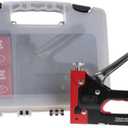 Heavy Duty Staple Gun for Wood Carpentry, DIY Crafts, or Furniture Upholstery Stapler with Staples - 3-Way Heavy Duty Stapler Gun with Carrying Case and 3 Types of Staples Included by Stalwart (Red)