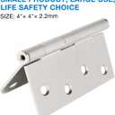 Satin Nickel Door Hinges 4 Inch Square Rounded 5/8" Radius Hinges for Doors Reversible Full Mortise Combination 4 in Door Hardware 6 Pack