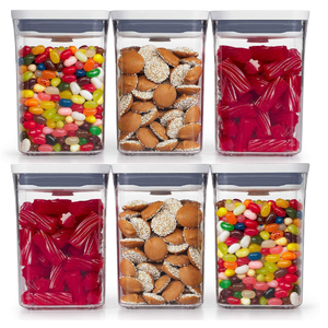 OXO Pop 6pc Baking Airtight Food Storage Container Set: Dishwasher-Safe, Silicone & ABS Lids, White