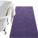 LOCHAS Luxury Bathroom Rug Shaggy Bath Mat 24 x 48 Inch, Washable Non Slip Bath Rugs for Bathroom Shower, Soft Plush Chenille Absorbent Carpets Mats, Dark Purple