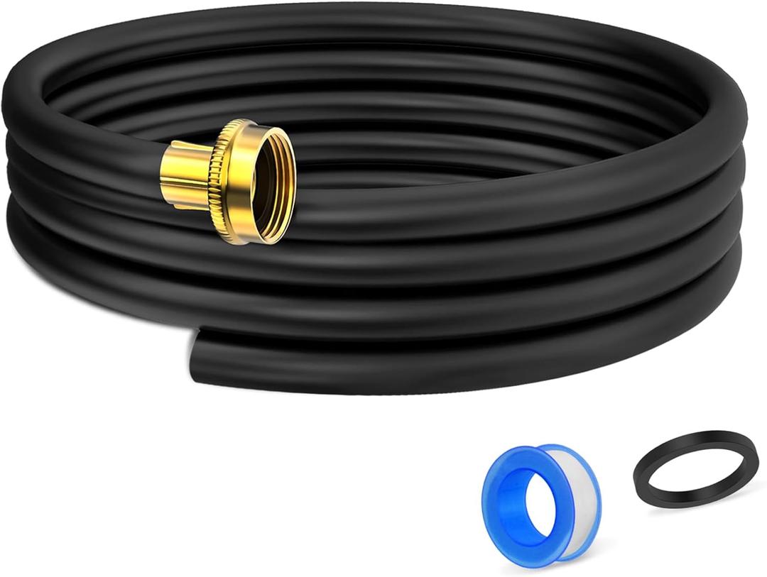 12FT Dehumidifier Drain Hose with 3/4 Inch FHT Connector, Featuring Rust-Resistant Brass Fittings for Leak-Proof Connection, Perfectly Compatible with Most Dehumidifier Brands(7 Length Options) (Black)
