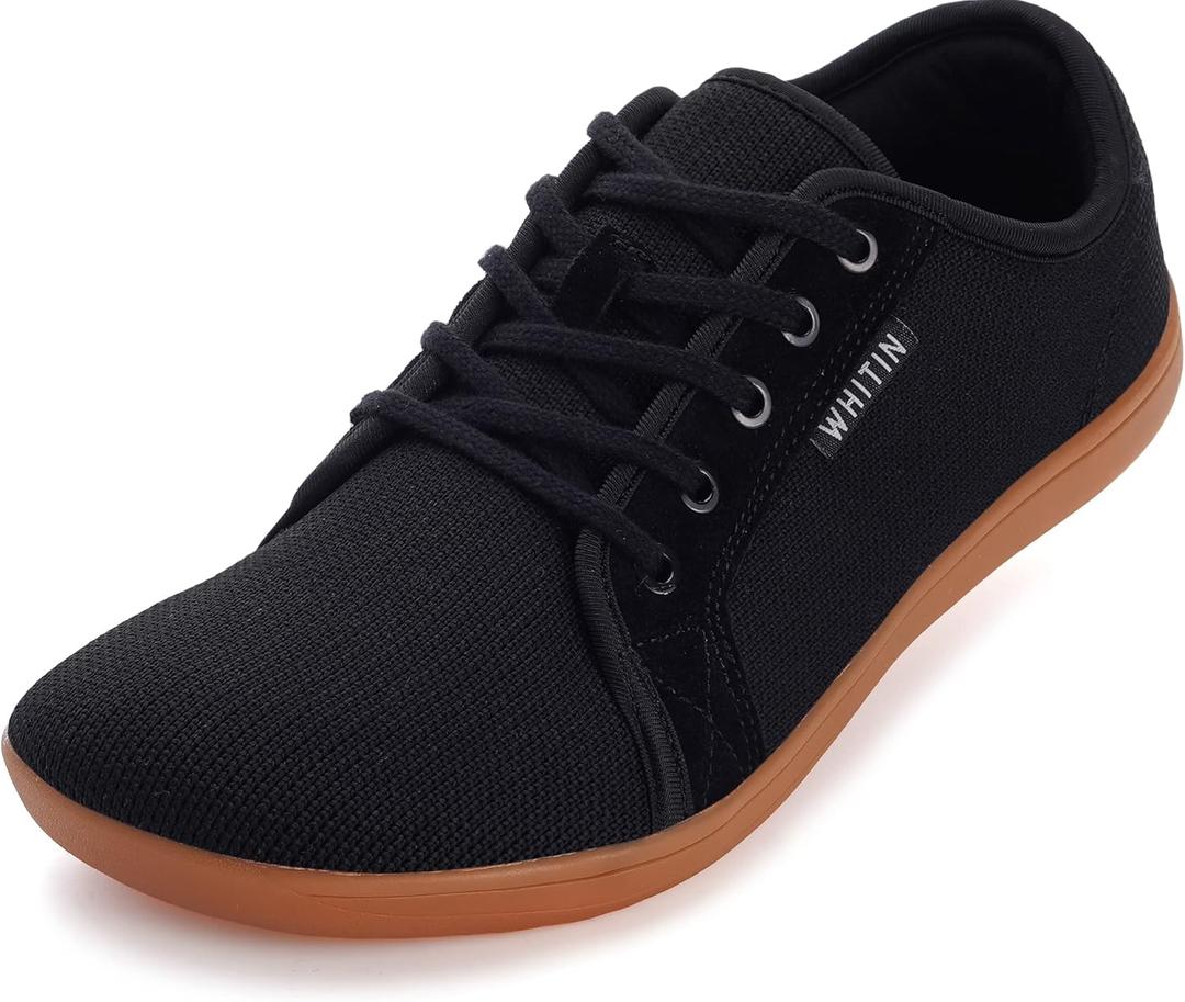 WHITIN Women's Minimalist Barefoot Shoes | Zero Drop Sole | Wide Width Fashion Sneaker (7.5 Wide, W81 | Black Gum)