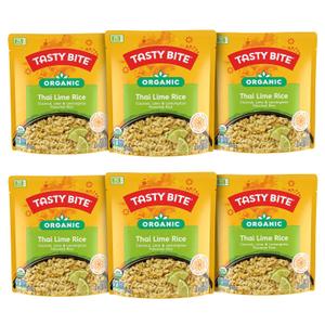 Tasty Bite Organic Thai Lime Rice, 8.8 Ounce, Pack of 6, Ready to Eat, Microwavable, Vegan, Gluten-Free (EXP 07/31/27)