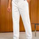 Runcati Mens Casual Pants Drawstring Elastic Waist Cotton Trousers Lightweight Loose Fit Chino Pants (L)