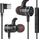 KASOTT USB C Headphone for Samsung Wired Earbuds Magnetic in-Ear Type C Earphone with Microphone Volume Control Deep Bass Stereo Noise Canceling for iPhone 17 Pro Max Air 16 16e 15 Pixel 10 9a (Black)