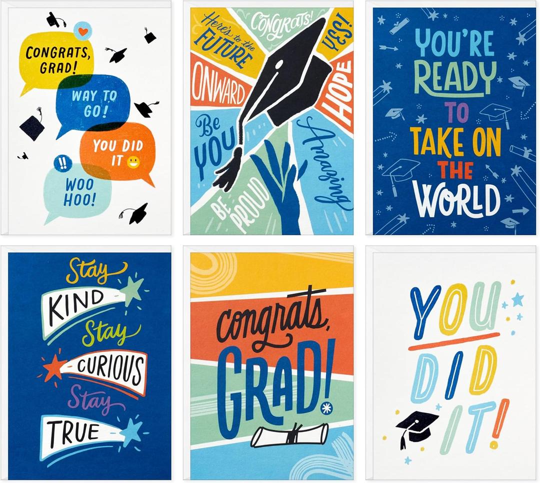 Hallmark Graduation Cards Bulk Assortment, Here's to the Future (36 Cards and Envelopes, 6 Designs)