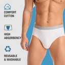YESWEL Incontinence Underwear for Men, Washable Leak-Proof Reusable Heavy Flow, Cotton Briefs, 3 Pack (Medium)