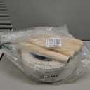 Boho Ottoman Foot Stool Cotton Knitted Round Pouf Ottoman Foot Rest Stool with Non-Skid Wooden Legs Step Stool Padded Seat for Living Room White (13"D x 13"W x 11.3"H)