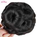 HANNE Hair Buns Hair Pieces for Women Fake Hair Bun Extension Hairs Chignon Pony Tail Bun Artificial Synthetic Hair Extension Women's Hairpiece messy bun hair piece (Natural Black)