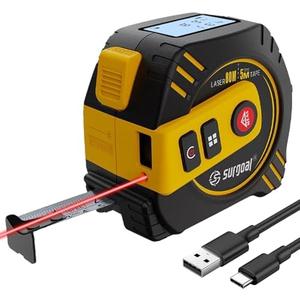 2-in-1 Laser Tape Measure 262ft – Digital Measuring Tape with LCD Display, Rechargeable Smart Tape Measure with Distance, Area & Volume Measurement, USB Charging – Construction & DIY Use
