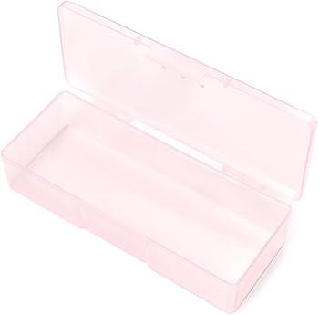 Lokyango 2 Pieces Plastic Storage Personal Box for Nail, Nail Implement Storage Box Organizer Case Manicure Tool Box for Nail Pedicure Supply Tools (Clear, And Pink Clear)