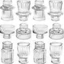 Clear Candlestick Holders 12PCS Ribbed Glass Taper Candle Holders for Tealight Stick Candles Table Centerpieces Thanksgiving Christmas Indoor and Outdoor Decorations