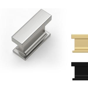 Rergy 10 Pack Brushed Satin Nickel Single Hole Knobs, Square Cabinet Handles Kitchen Drawer Pulls and Knobs for Bathroom Dresser