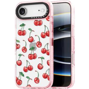 for iPhone Air Case Cute - Durable Shockproof 6.6 ft Drop Impact Phone Case - Funny Cherry Design (6.5") Glitter Pink